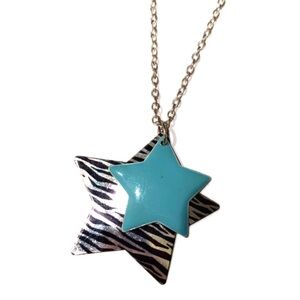 Blue and Zebra Star Pendant Necklace